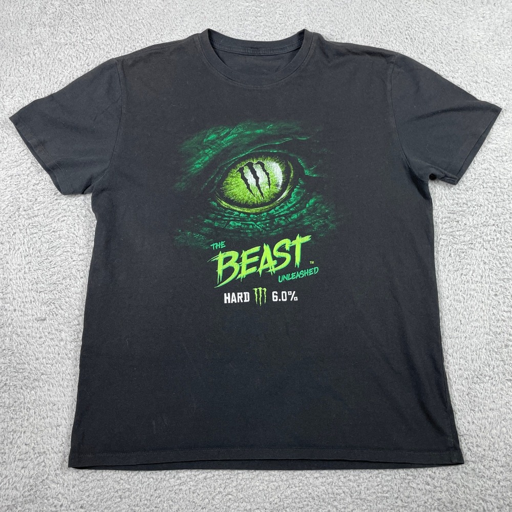 Monster Energy The Beast Unleashed T-Shirt Mens Large Black Graphic Tee